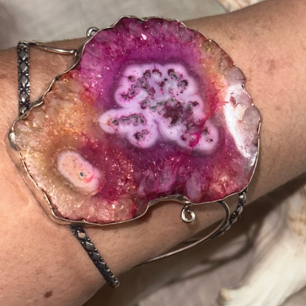 Sale * Rainbow Solar Druzy multi-color statement cuff
